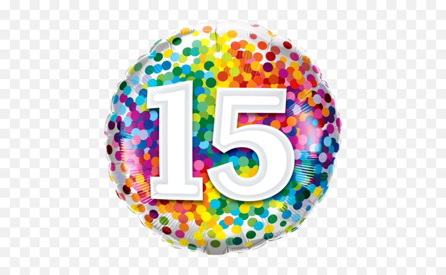 Rainbow Confetti Number Fifteen 18 Inch 45 Cm Foil Balloon Q13562 - 15 Th Birthday Ballon Emoji,Confetti Emoticon