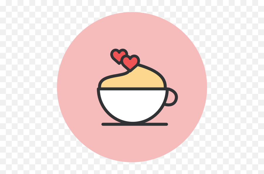 Coffee Cup Hearts Icon - Flat Coffee Icon Png Emoji,Coffee And Broken Heart Emoji