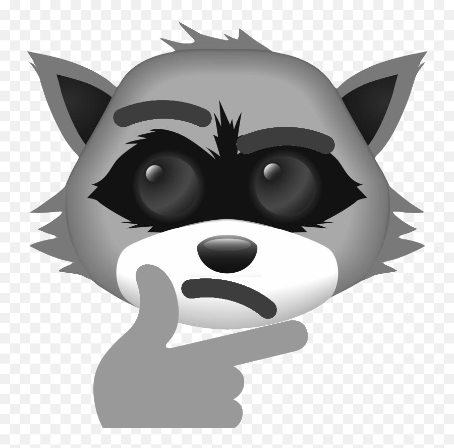 Thinking - Cartoon Emoji,Raccoon Emoji