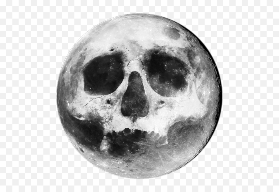 Skull Skullface Moon Halloween Scary - Full Moon Skull Tattoo Emoji,Creepy Moon Emoji