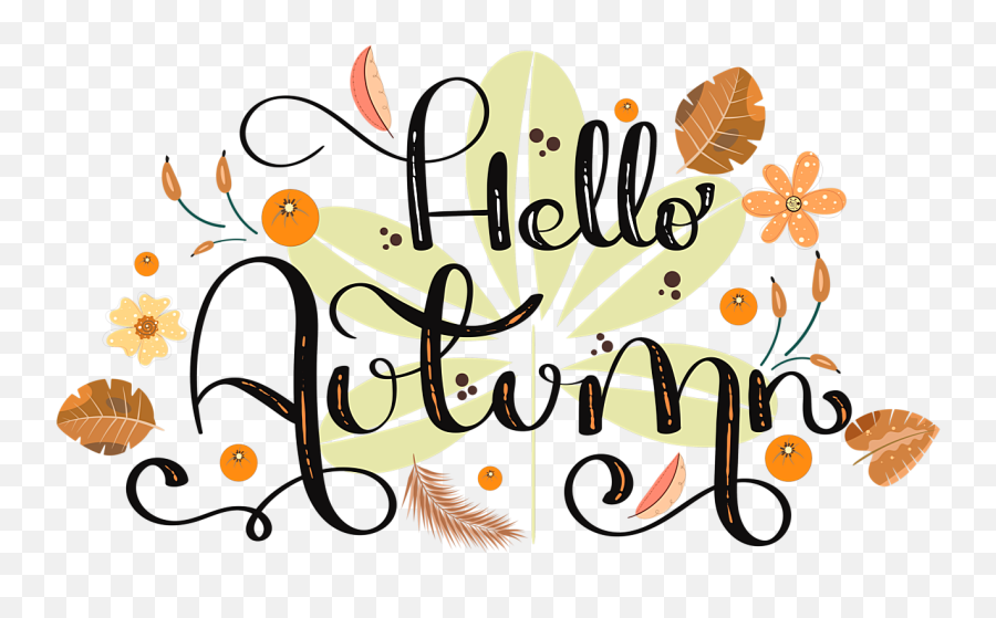 Hello Autumn Text Lettering With - Decorative Emoji,Autumn Emojis