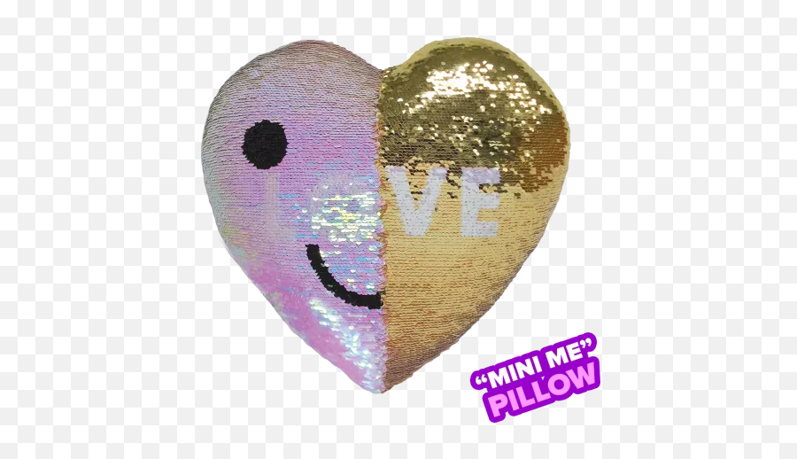 Mini Love Reversible Sequin Pillow - Love Sequins Emoji,Purple Heart Emoji Pillow