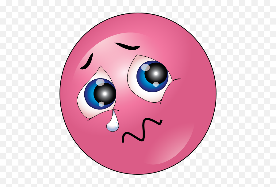 Crying Pink Smiley Emoticon Clipart - Sad Pink Smiley Face Emoji,Crying Emoticon