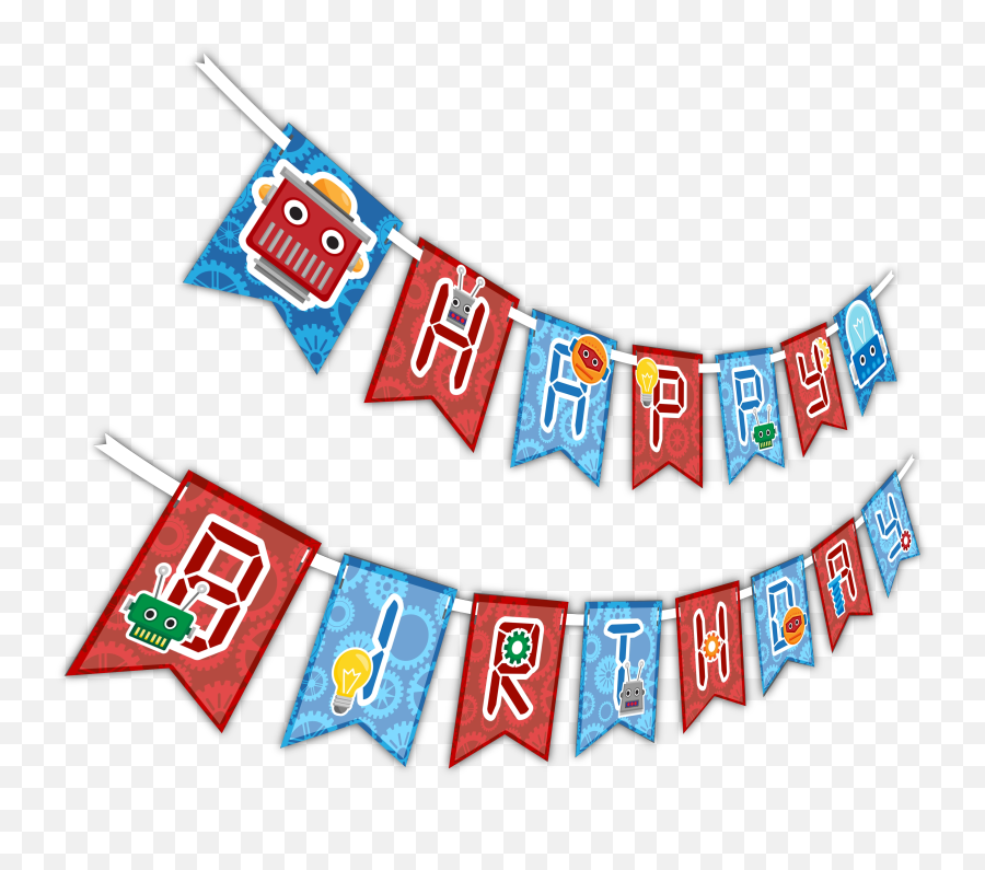 Robot Happy Birthday Party Banner U2013 Birthdaygalorecom - Birthday Emoji,Azores Flag Emoji