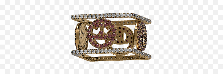 Emoji Smiley Pave Diamond Gemstone Ring - Handbag,Gross Face Emoji