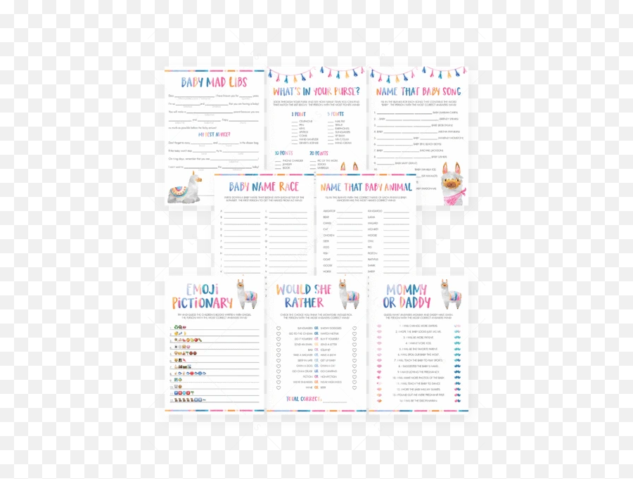 Llama Mama Baby Shower Games Bundle With 8 Games - Screenshot Emoji,Llama Emoji