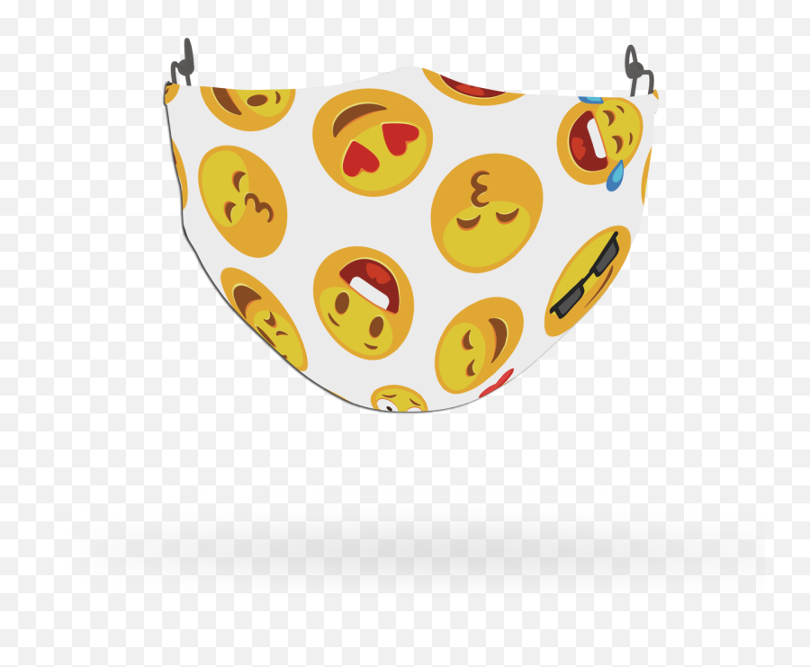 Emoji Pattern Face Covering Print 2 - Smiley,Hair On Fire Emoticon