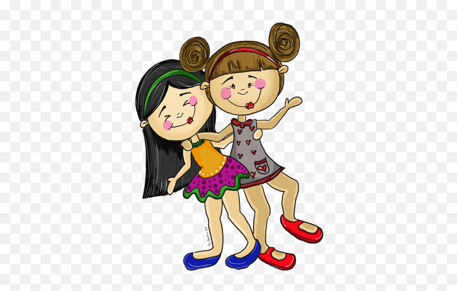 Girls Playing Kids Stickers - Niña Juguetona Emoji,Two Girls Emoji