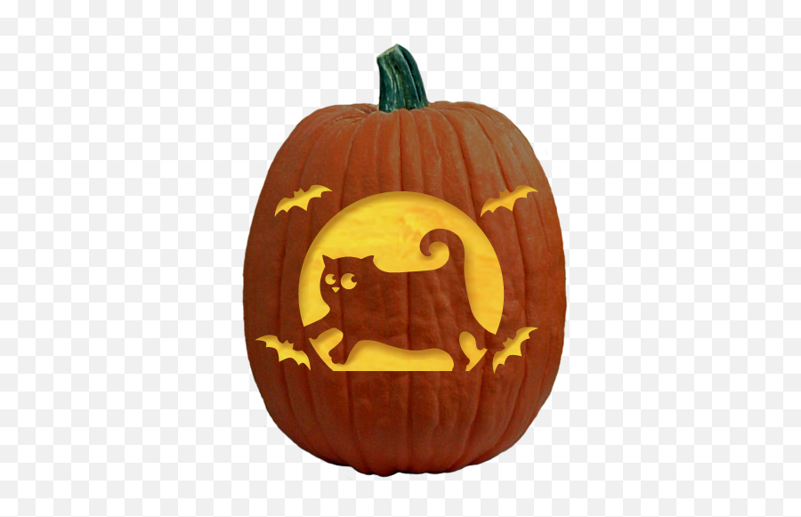 Bat Cat Pumpkin Carving Pattern - Pumpkin Carving Emoji,Emoji Pumpkin Faces