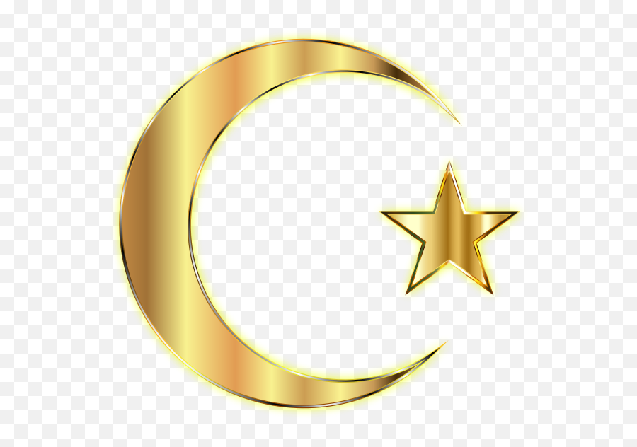 Golden Crescent Moon And Star Enhanced - Transparent Background Crescent Moon And Star Png Emoji,Moon And Stars Emoji