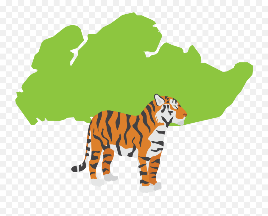 Tigers And Elephants In Singapore Clipart - Full Size Singapore Map Color Emoji,Tiger Emoji