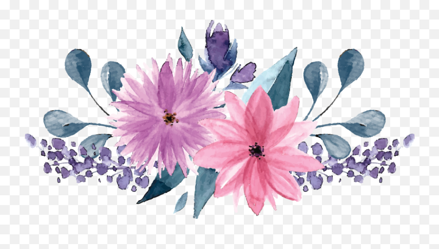 Pink Purple Flower - Purple Floral Watercolor Png Emoji,Pink Flower Emoji Png