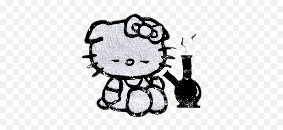 Hellokitty Hk Sanrio Cute Kawaii Stoner Drugs Weed Bong - Hello Kitty Decal Emoji,Bong Emoji