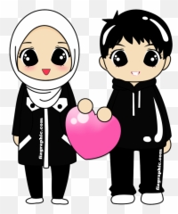 Hijab Muslim Wedding - Pasangan Kartun Png Emoji
