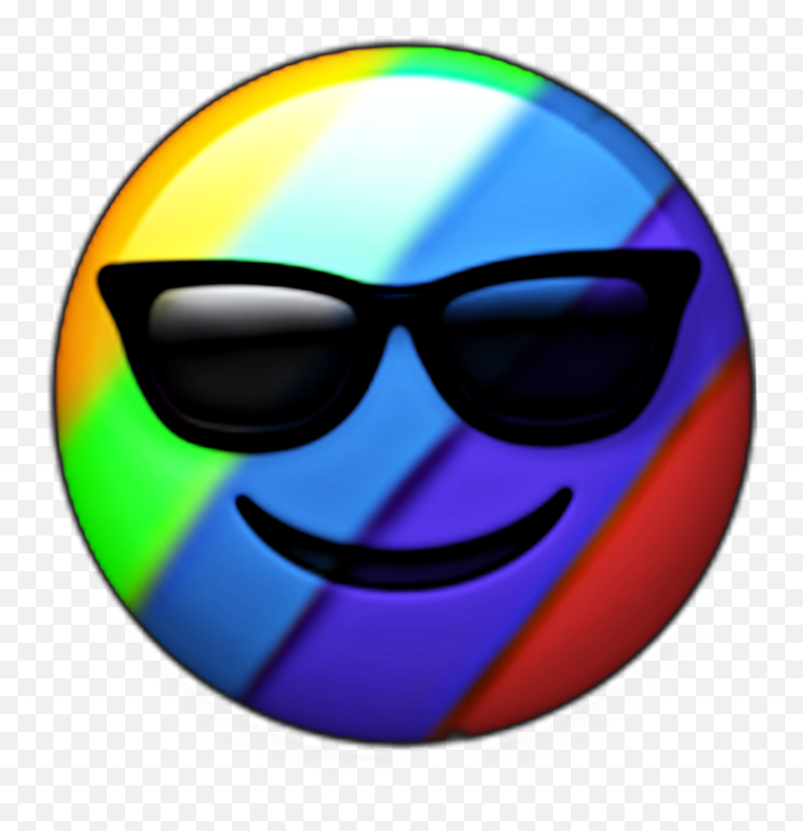 Rainbow Emoji Cool Glasses Color Colorful Smiley Yellow - Smiley,Rainbow Emoji