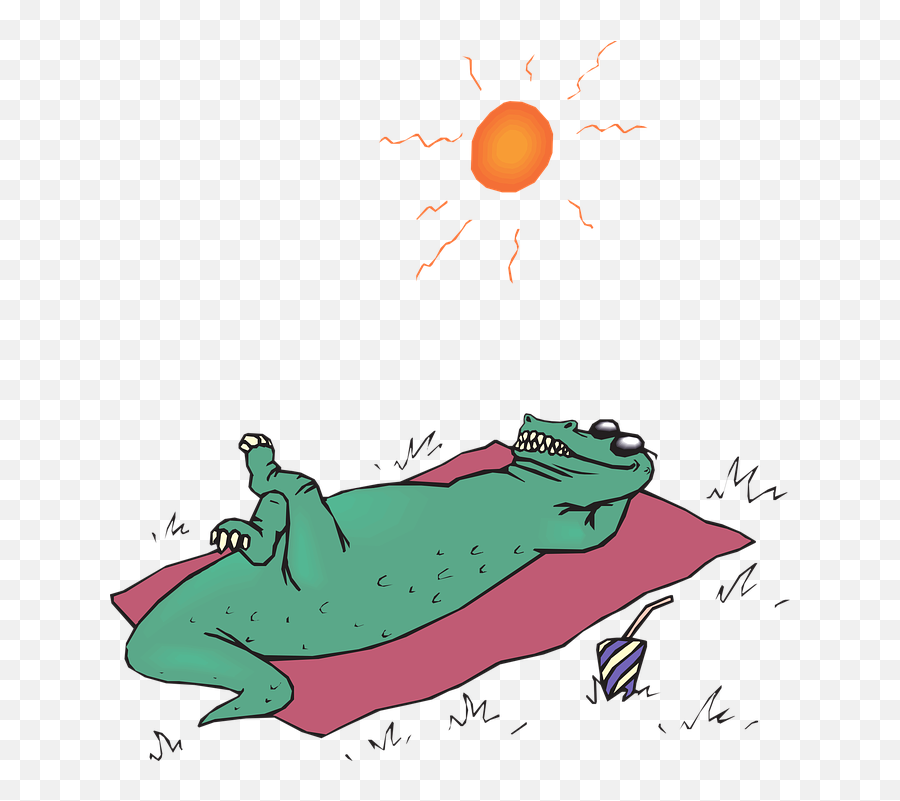 Alligator Sunbathe Sun - Sunbathing Clip Art Emoji,Lying Down Emoji
