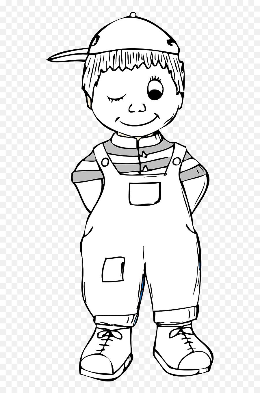 Boy Winking Young Cap Flap Trousers - Menino De Jardineira Para Desenhar Emoji,Bike Arm Emoji
