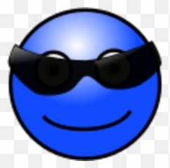 Emoticons Cool Face Vector Clip Art - Blue Smiley Sunglasses Emoji