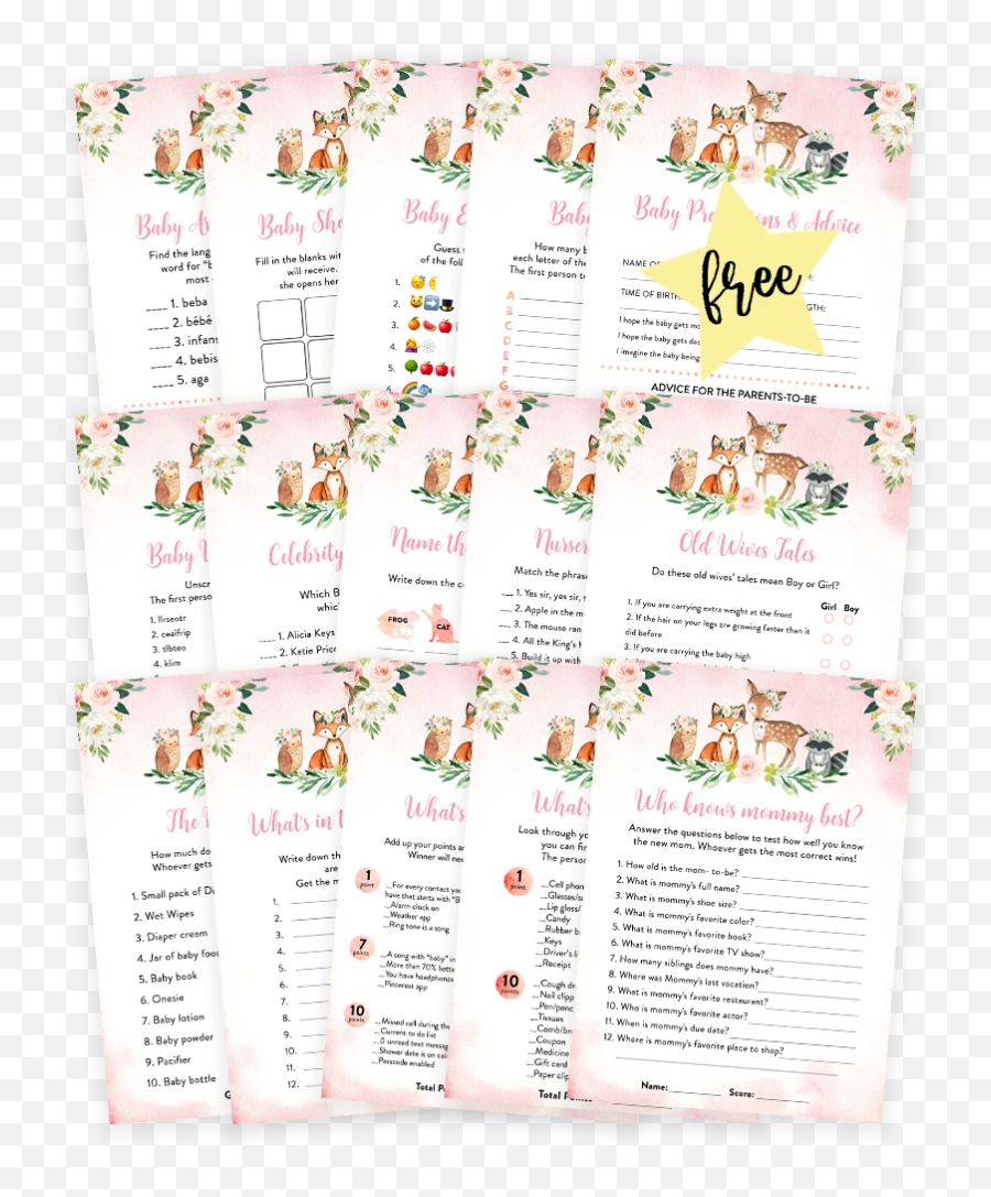 Blush Pink Floral Woodland Baby Shower - Floral Design Emoji,Send Me An Emoji Game