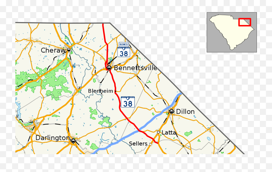 Sc 38 Map - Rt 38 North Carolina And South Carolina Split Emoji,South Carolina Emoji