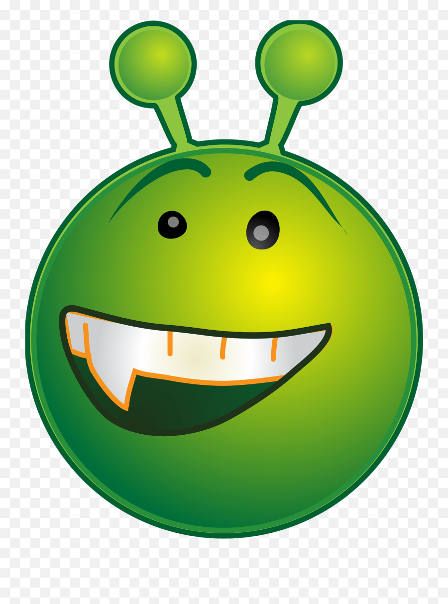 Smiley Green Alien Aaah Clipart Free Download Transparent - Smiley Alien Emoji,Determined Emoji