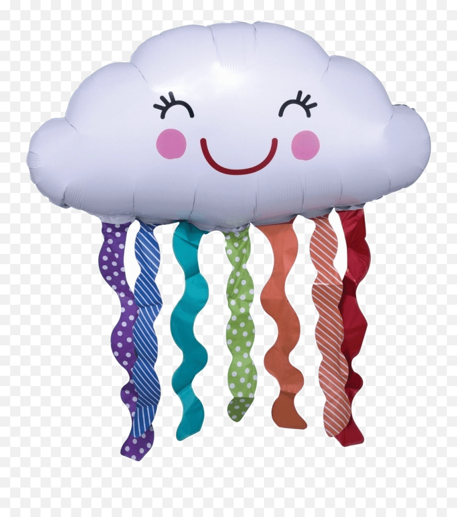 Happy Cloud Balloon With Rain Streamers Emoji,How To Make Emojis Rain