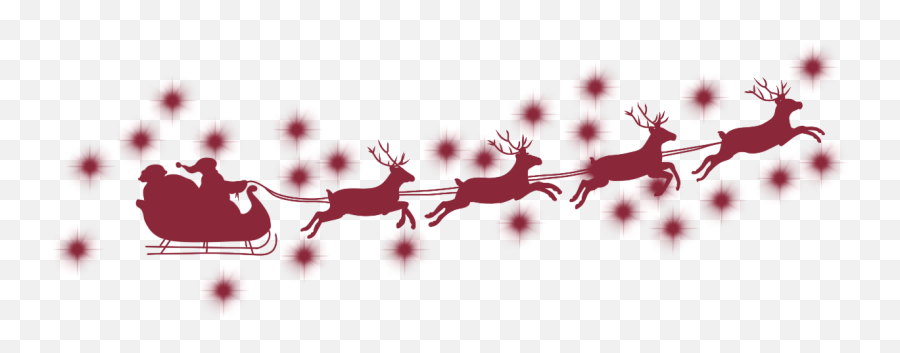 Red Reindeer Santa Sleigh Christmas Fly - Santa Sleigh Silhouette Svg Emoji,Santa Sleigh Emoji