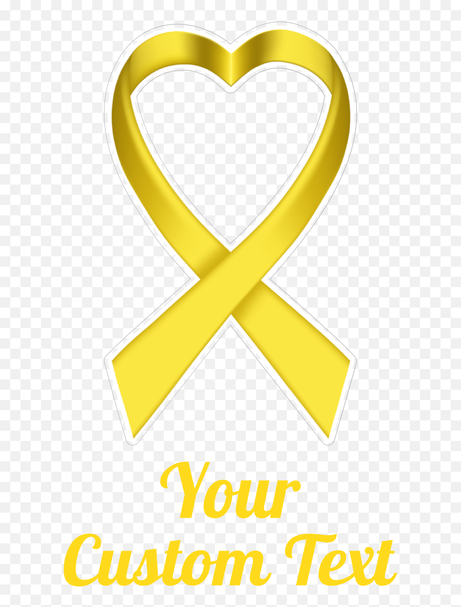 Custom Heart Yellow Ribbon Multi - Color Transfer Sticker Yellow Cancer Ribbon Heart Emoji,Heart With Ribbon Emoji