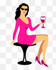 Party Cocktail Wine Glass Sitting - Mulher Com Taça De Vinho Png Emoji