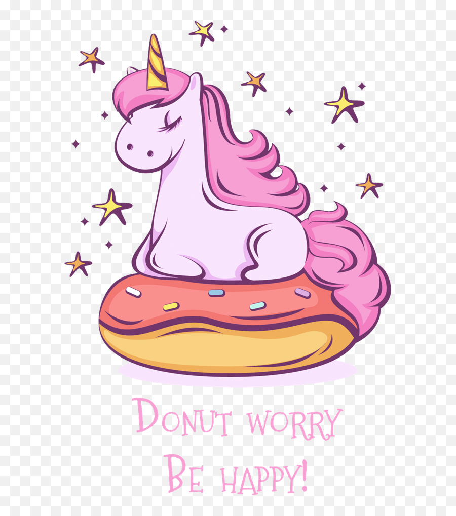 Pink Unicorn Png - Pink Unicorn U0027 Cute Cartoon Birthday Donut Worry Be Happy Unicorn Emoji,Unicorn Emoji Cake