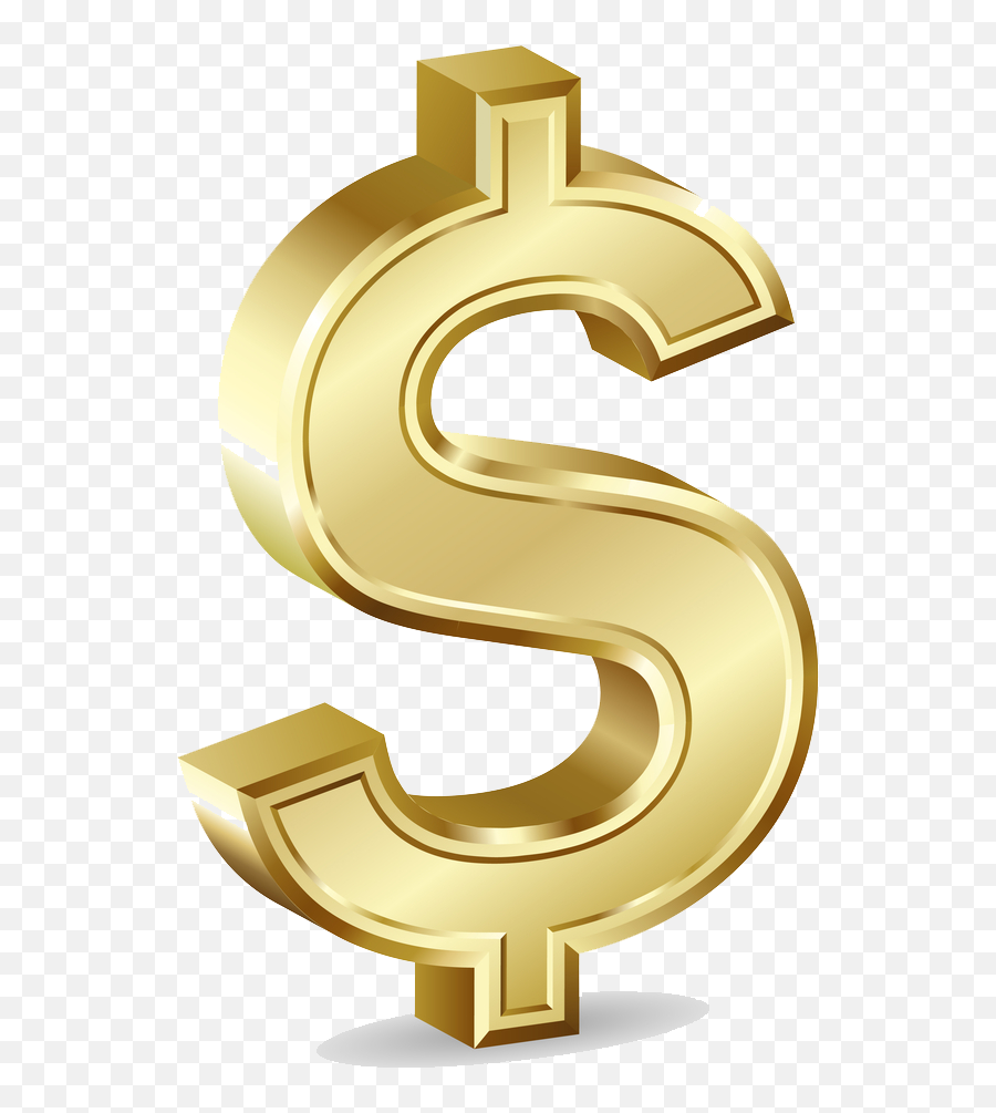 Dollar Sign Gold Currency Symbol Clip - Transparent Gold Dollar Symbol Png Emoji,Dollar Signs Emoji