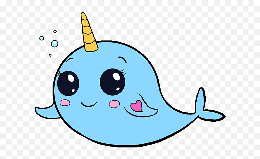 How To Draw A Cute Narwhal - Cute Dolphin Easy Drawing Emoji,Narwhal Emoji