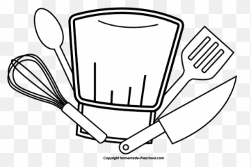 Free Chef Clipart 2 - Cooking Utensils Black And White Emoji