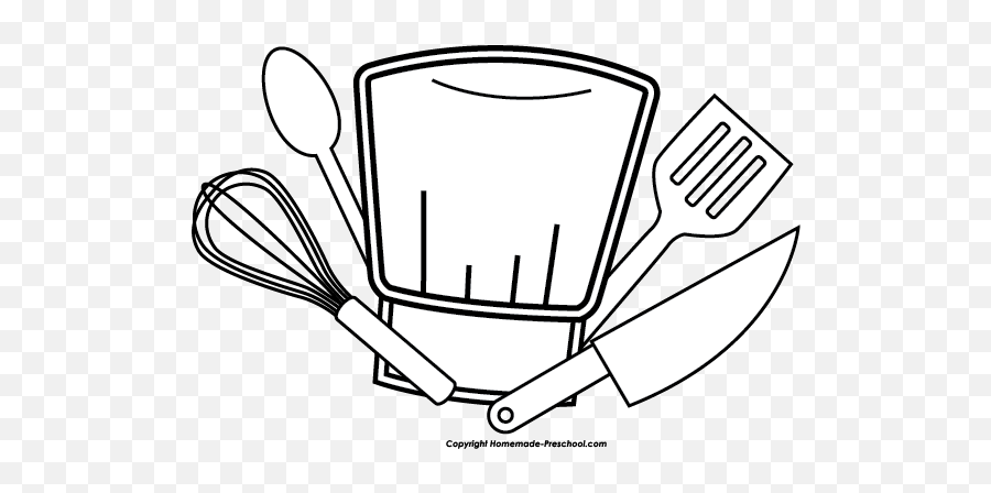 Free Chef Clipart 2 - Cooking Utensils Clipart Black And White Emoji,Chef Hat Emoji