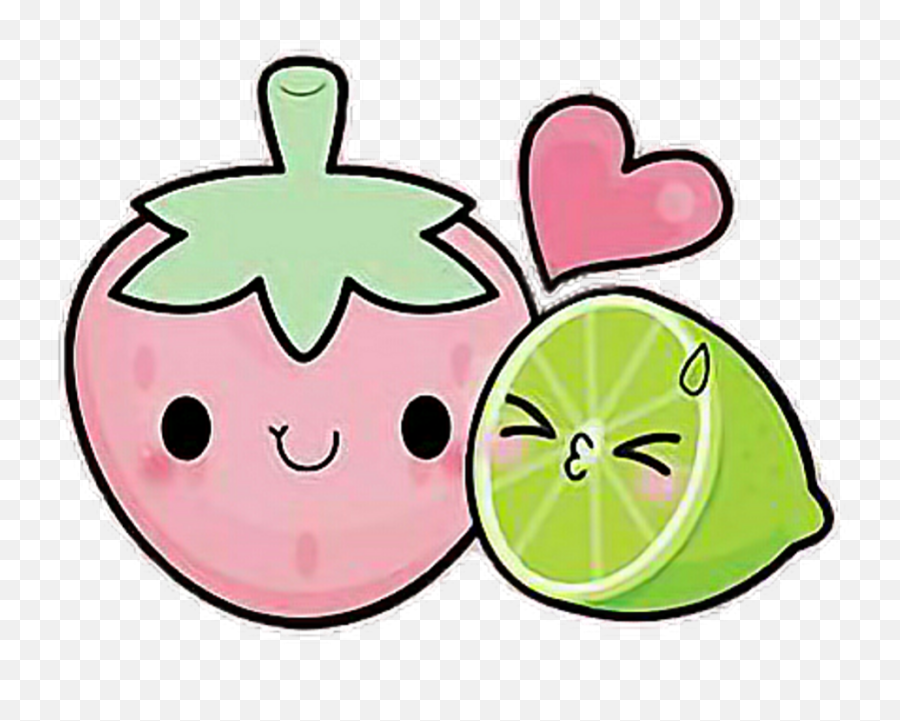 Strawberry Lemon Lime Fruit Heart - Lime Kawaii Emoji,Guava Emoji