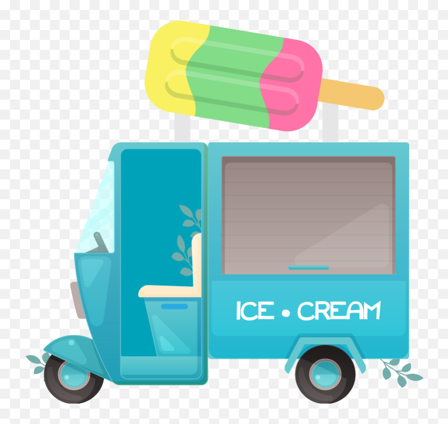 Ice Cream Truck Illustration Wall Art Decal - Commercial Vehicle Emoji,Truck Emoji