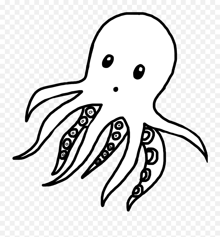 Octopus Sticker Blackandwhite Sticker - Common Octopus Emoji,Octopus Emoji