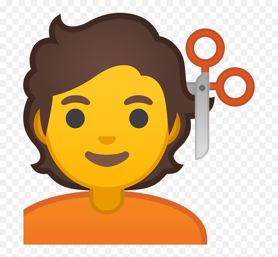 Person Getting Haircut Emoji Clipart Free Download - Persona Levantando La Mano,Scissor Emoji