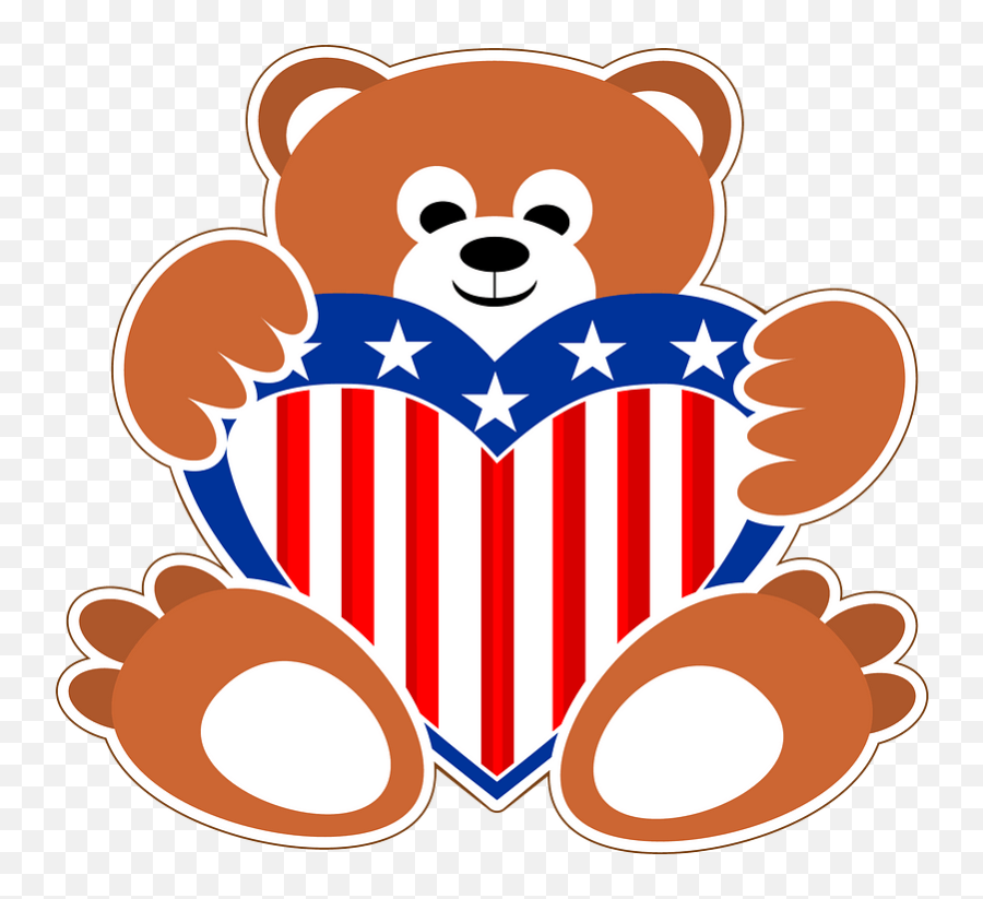 Teddy Bear Holding Usa Heart Clipart Free Download - Happy Emoji,Emoji Teddy Bears