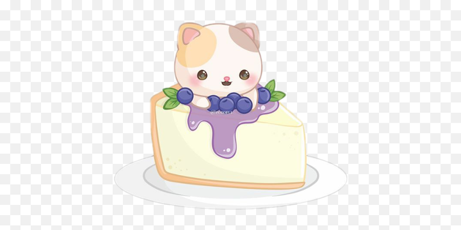 Kawaii Chesse Cake Cat Blueberry - Cake Decorating Emoji,Cat Emoji Cake