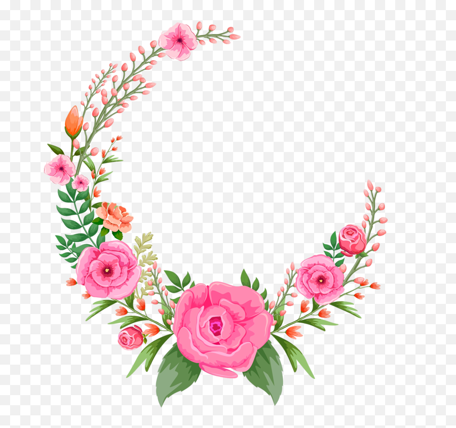 Flower Pink Rose - Round Flower Frame Png Emoji,Pink Flower Emoji Png