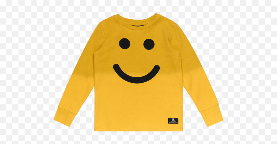 Be Happy Longsleeve T - Shirt Pale Mustard Dip Dye U2013 Little Long Sleeve Emoji,Emoticon Dress