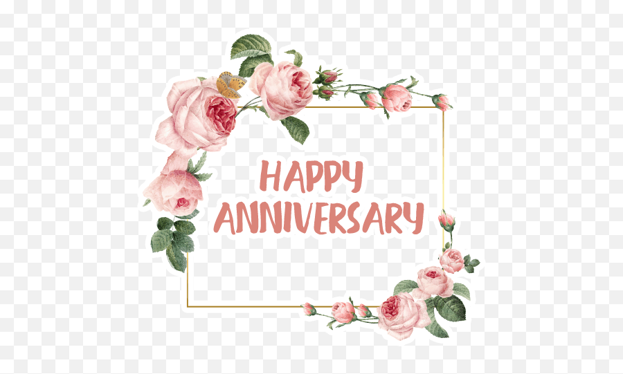 Anniversary Happyanniversary Flower Frame Background - Garden Roses Emoji,Happy Anniversary Emoji