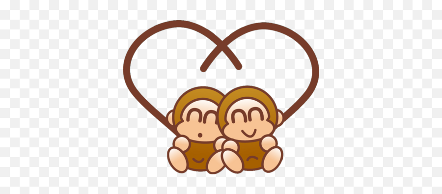 Monkey Love Gemini Art Year Of The Monkey Monkey - Clipart Monkey Love Emoji,Holding Hands Emoji
