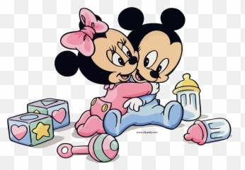 Baby Minnie And Mickey Hug Clipart Png - Mouse Emoji
