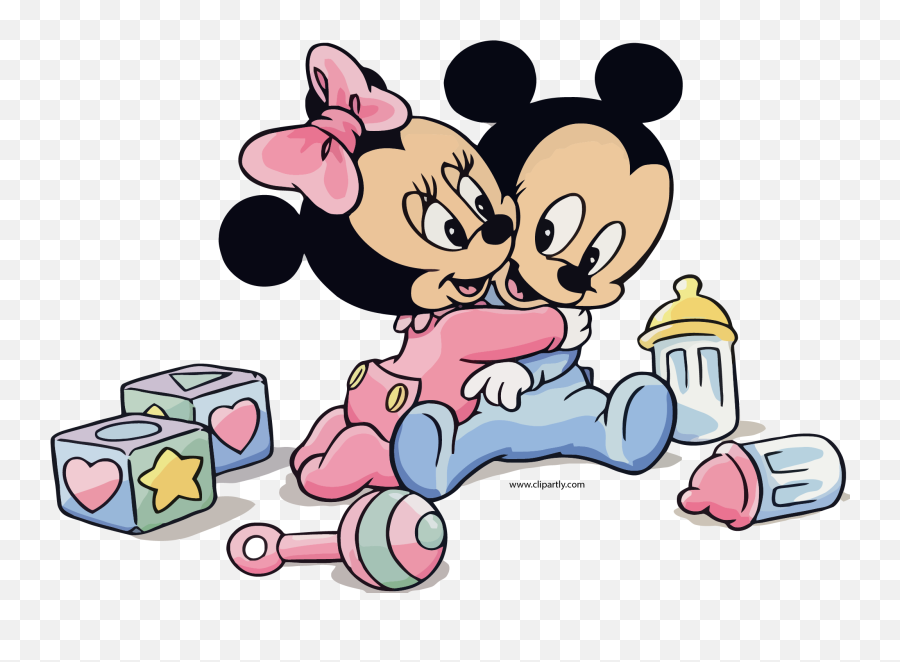Baby Minnie And Mickey Hug Clipart Png - Baby Mickey Mouse And Minnie Mouse Emoji,Hugs Emoticon Whatsapp