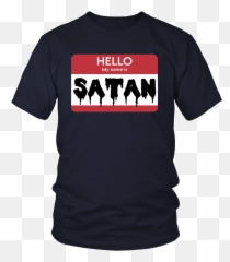 Hello My Name Is Satan Funny Tag Halloween - Shirt Camisas De Graduacion 2020 Emoji
