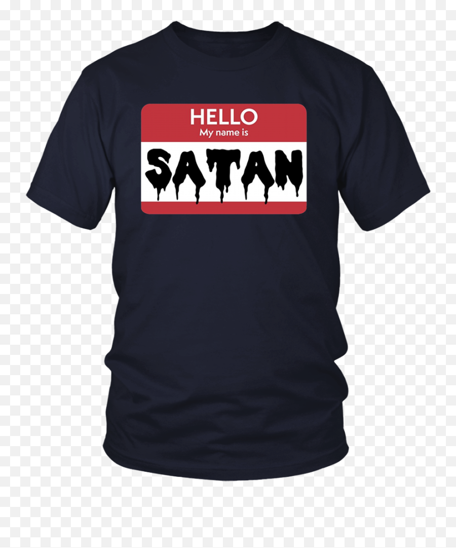 Hello My Name Is Satan Funny Name Tag Halloween T - Shirt Camisas De Graduacion 2020 Emoji,Satan Emoji