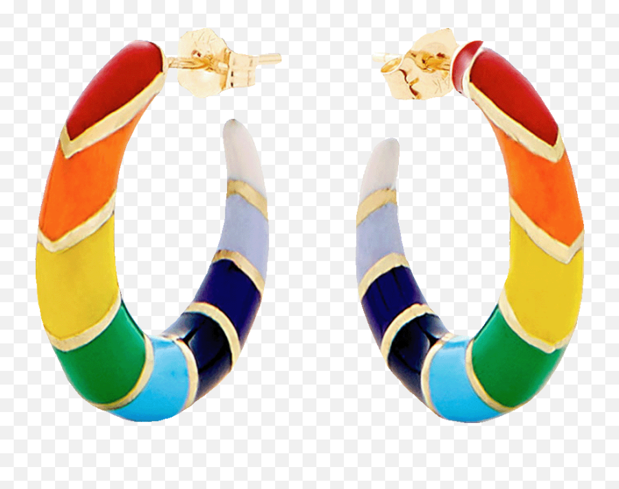 Rainbow Enamel Striped Hoops Marissa Collections - Alison Lou Emoji,Rainbow Emoticons