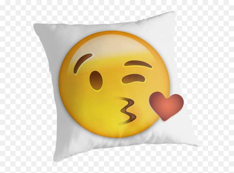Emoji Face Throwing A Kiss By Emojiprints - Cushion,Hearts Emoji Pillow